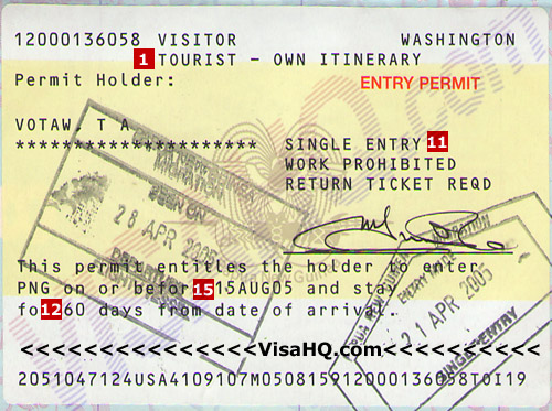 بابوا غينيا الجديدة تأشيرة